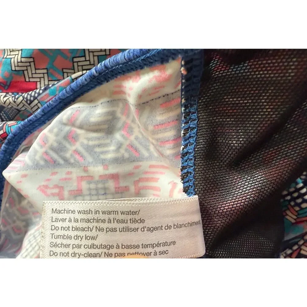 Canada Tankini Top Womens Large Blue Fair Isle Swim Coastal Vacation Resortwear